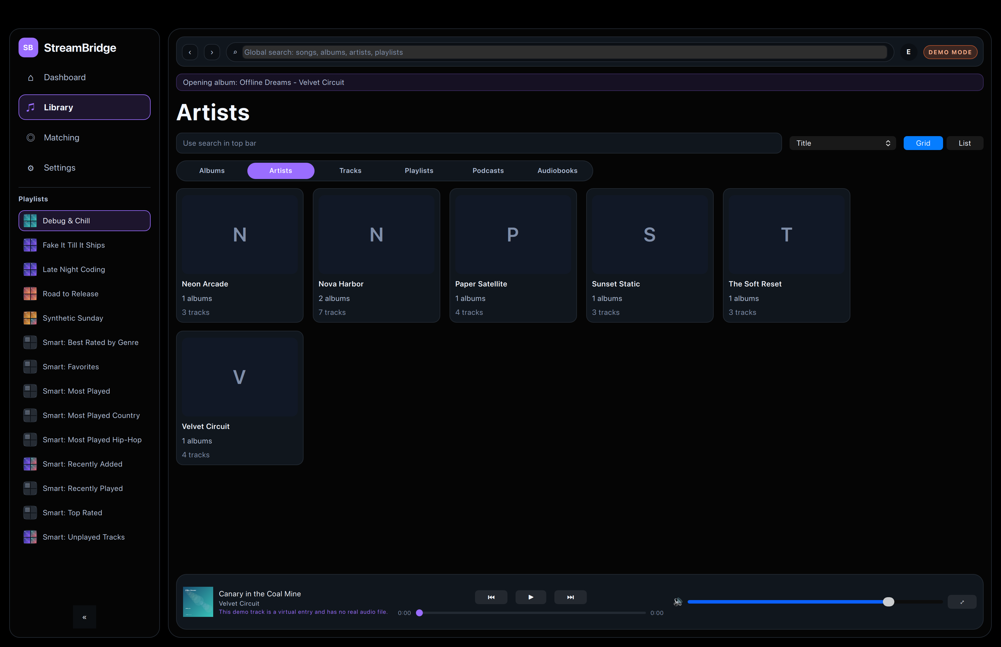 Fortissify artists grid view